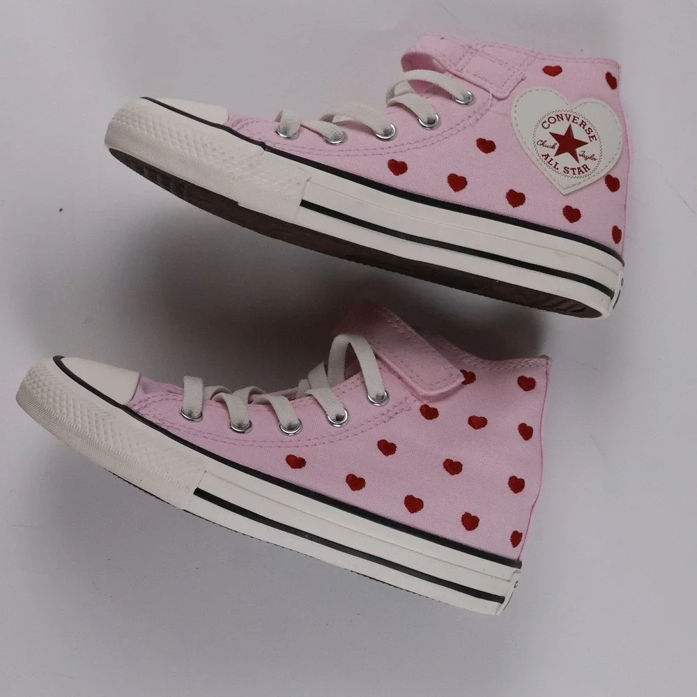 Converse Chuck Taylor All Star 1V Hi Pink Red Heart Youth 13 Canvas NEW